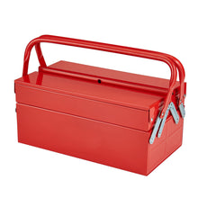 Load image into Gallery viewer, Metal Tool Box, 14-inch, 2-Tier 3-Tray Portable Folding Tool Chest Organizer with Handle &amp; Lock Hole, Powder Coated Steel, Cantilever Toolbox for Household Factory Warehouse Repair Shop, Red

