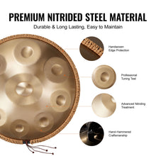 Load image into Gallery viewer, Handpan Drum 22 in 9 Notes D Minor Steel Hand Drum with Mallets for Adult
