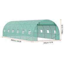Load image into Gallery viewer, Walk-in Tunnel Greenhouse 29.2x9.7x6.5ft Galvanized Frame PE Cover Green
