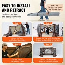 Load image into Gallery viewer, Pop Up Gazebo Tent, Pop-Up Screen Tent 6 Sided Canopy Sun Shelter with 6 Removable Privacy Wind Cloths &amp; Mesh Windows, 11.5x11.5FT Quick Set Screen Tent with Mosquito Netting, Brown

