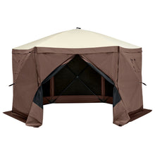 Load image into Gallery viewer, Pop Up Gazebo Tent, Pop-Up Screen Tent 6 Sided Canopy Sun Shelter with 6 Removable Privacy Wind Cloths &amp; Mesh Windows, 11.5x11.5FT Quick Set Screen Tent with Mosquito Netting, Brown
