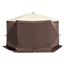 Load image into Gallery viewer, Pop Up Gazebo Tent, Pop-Up Screen Tent 6 Sided Canopy Sun Shelter with 6 Removable Privacy Wind Cloths &amp; Mesh Windows, 11.5x11.5FT Quick Set Screen Tent with Mosquito Netting, Brown
