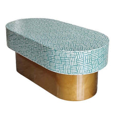 Load image into Gallery viewer, Mother of pearl Aquamarine Breeze Oval Coffee Table
