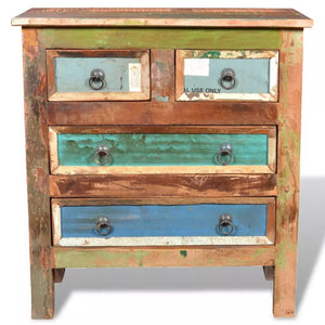 Reclaimed Cabinet Solid Wood with 4 Drawers Side table (small)