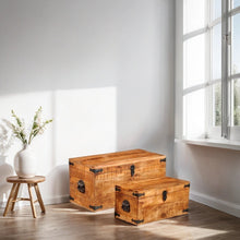 Load image into Gallery viewer, Storage Chest Set 2 Pieces Rough Mango Wood
