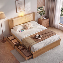 Load image into Gallery viewer, Artiss Queen Bed Frame with 2 Drawers, PU Leather Headboard &amp; Charging Station
