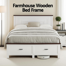 Load image into Gallery viewer, Artiss Double Wooden Bed Frame and 2 Bedside Table Bedroom Furniture Set
