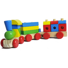 Load image into Gallery viewer, Train 3 section puzzle blocks wooden train
