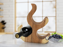 Load image into Gallery viewer, Fathers Day giftf Wine Rack Carved Wood 3 bottle Wine Storage-Acacia Wood handcrafted
