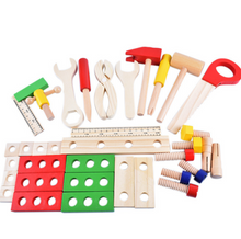 Load image into Gallery viewer, Wooden Tool Box set building and fixing pretend play educational toy
