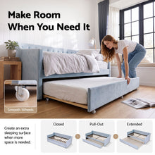 Load image into Gallery viewer, Artiss Single Buttonless Tufted Daybed Frame &amp; Trundle, Blue
