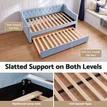 Load image into Gallery viewer, Artiss Single Buttonless Tufted Daybed Frame &amp; Trundle, Blue
