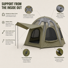 Load image into Gallery viewer, Weisshorn 4 Person Inflatable Camping Tent TC Canvas Sun Shade Rain-Ready
