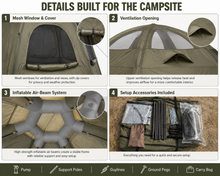 Load image into Gallery viewer, Weisshorn 4 Person Inflatable Camping Tent TC Canvas Sun Shade Rain-Ready
