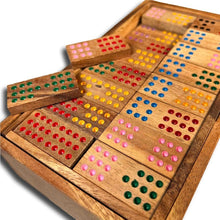 Load image into Gallery viewer, Dominoes Game wood Set 91 pieces Handmade Dominoes in Gift box
