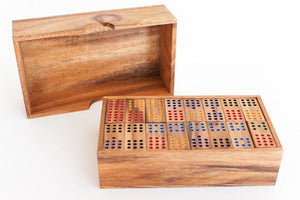 Dominoes Game wood Set 91 pieces Handmade Dominoes in Gift box