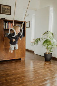 Gym Swing Rings 24 cm Wooden Gymnastic Rings fun for childre.