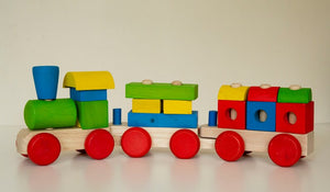 Train 3 section puzzle blocks wooden train