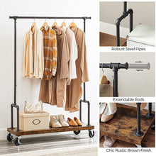 Load image into Gallery viewer, VASAGLE Clothes Rack Single Rail with Wheels
