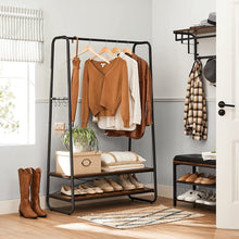 Load image into Gallery viewer, VASAGLE Clothes Rack with 2 Shelves Rustic Brown and Black
