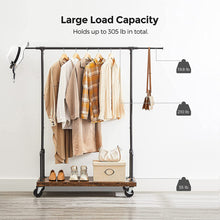 Load image into Gallery viewer, VASAGLE Clothes Rack Single Rail with Wheels
