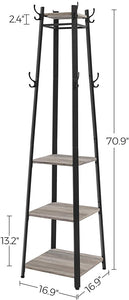 Coat Rack Stand with 3 Shelves Industrial Greige