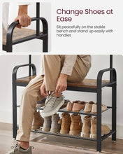 Load image into Gallery viewer, VASAGLE 4-in-1 Coat Rack with Shoe Bench and 9 Removable Hooks Rustic Brown and Black
