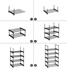 Load image into Gallery viewer, 5 Tier Metal Shoe Rack for 10 Pairs of Shoes Black

