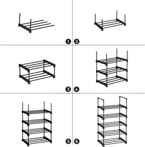 5 Tier Metal Shoe Rack for 10 Pairs of Shoes Black