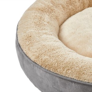 50cm Dog Sofa Bed Round Shape Fabric Light Grey5