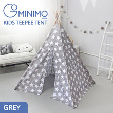 Load image into Gallery viewer, Kids Teepee Tent with Side Window and Carry Case - Grey Star
