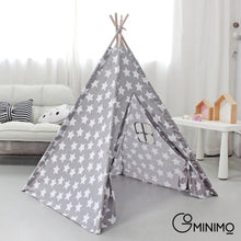 Load image into Gallery viewer, Kids Teepee Tent with Side Window and Carry Case - Grey Star
