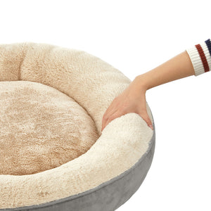 50cm Dog Sofa Bed Round Shape Fabric Light Grey5