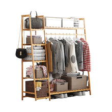 Load image into Gallery viewer, Bamboo Trapezoidal Coat Rack, Lightweight, Sturdy Shelves Drawer 100cm
