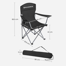 Load image into Gallery viewer, Set of 2 Folding Camping Outdoor Chairs Black
