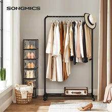 Load image into Gallery viewer, SONGMICS Clothes Rack with Wheels Sturdy Steel Frame Black
