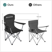 Load image into Gallery viewer, Set of 2 Folding Camping Outdoor Chairs Black
