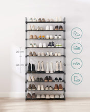 Load image into Gallery viewer, 10 Tier Metal Shoe Rack for 50 Pairs of Shoes Black
