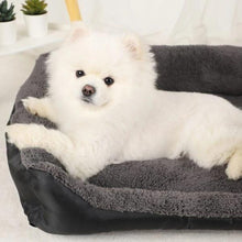 Load image into Gallery viewer, Pet Bed Square L Size Comfy Washable Black and Dark Grey
