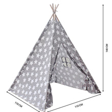 Load image into Gallery viewer, Kids Teepee Tent with Side Window and Carry Case - Grey Star
