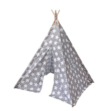 Load image into Gallery viewer, Kids Teepee Tent with Side Window and Carry Case - Grey Star
