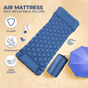 Inflatable Camping Sleeping Pad (Blue)