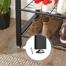 Load image into Gallery viewer, VASAGLE Entryway Hall Tree Coat Rack 183cm Shoe Bench with Shelves Greige and Black
