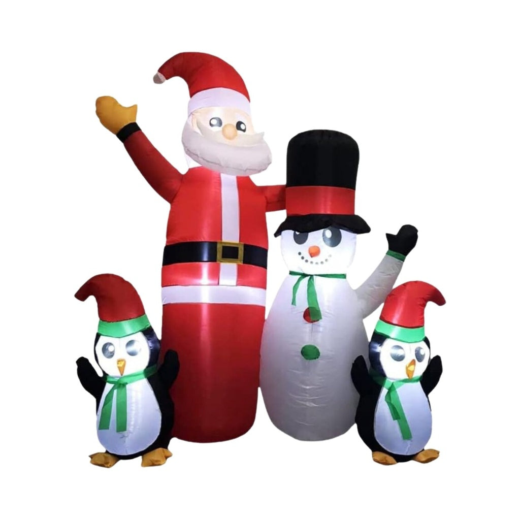 1.8m Santa Snowman and Penguin Greeting Christmas Inflatable with LED