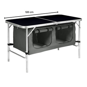 Camping Table 120cm Black With Grey Storage Bag