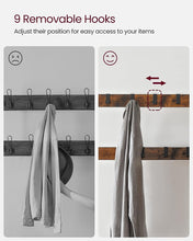 Load image into Gallery viewer, VASAGLE 4-in-1 Coat Rack with Shoe Bench and 9 Removable Hooks Rustic Brown and Black
