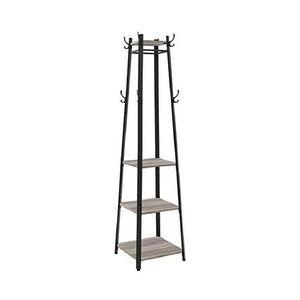 Coat Rack Stand with 3 Shelves Industrial Greige