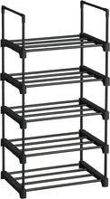 Load image into Gallery viewer, 5 Tier Metal Shoe Rack for 10 Pairs of Shoes Black
