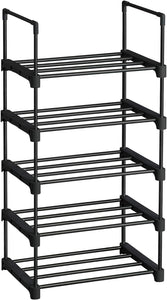 5 Tier Metal Shoe Rack for 10 Pairs of Shoes Black