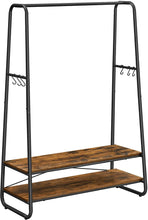 Load image into Gallery viewer, VASAGLE Clothes Rack with 2 Shelves Rustic Brown and Black
